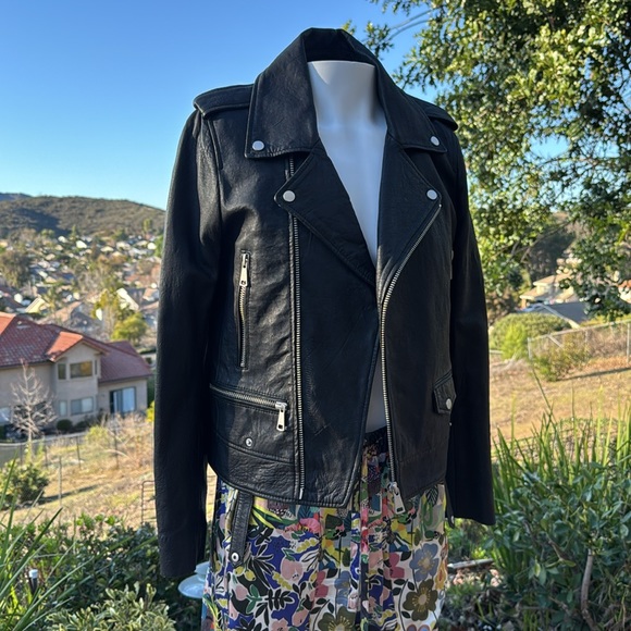 Seven for all mankind genuine leather black moto jacket soft M - Picture 3 of 11
